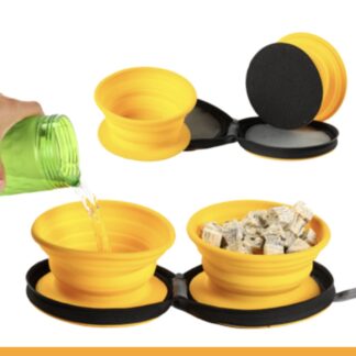 yellow collapsible dog bowl travel chiron equestrian